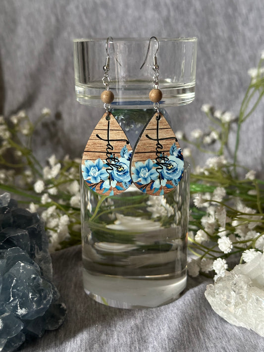 Faith Teardrop Earrings - Blue