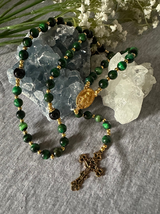 Green Tigers Eye Embrace Rosary