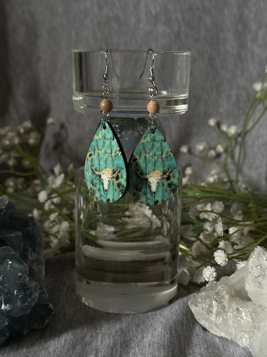 Boho Cow Teardrop Earrings