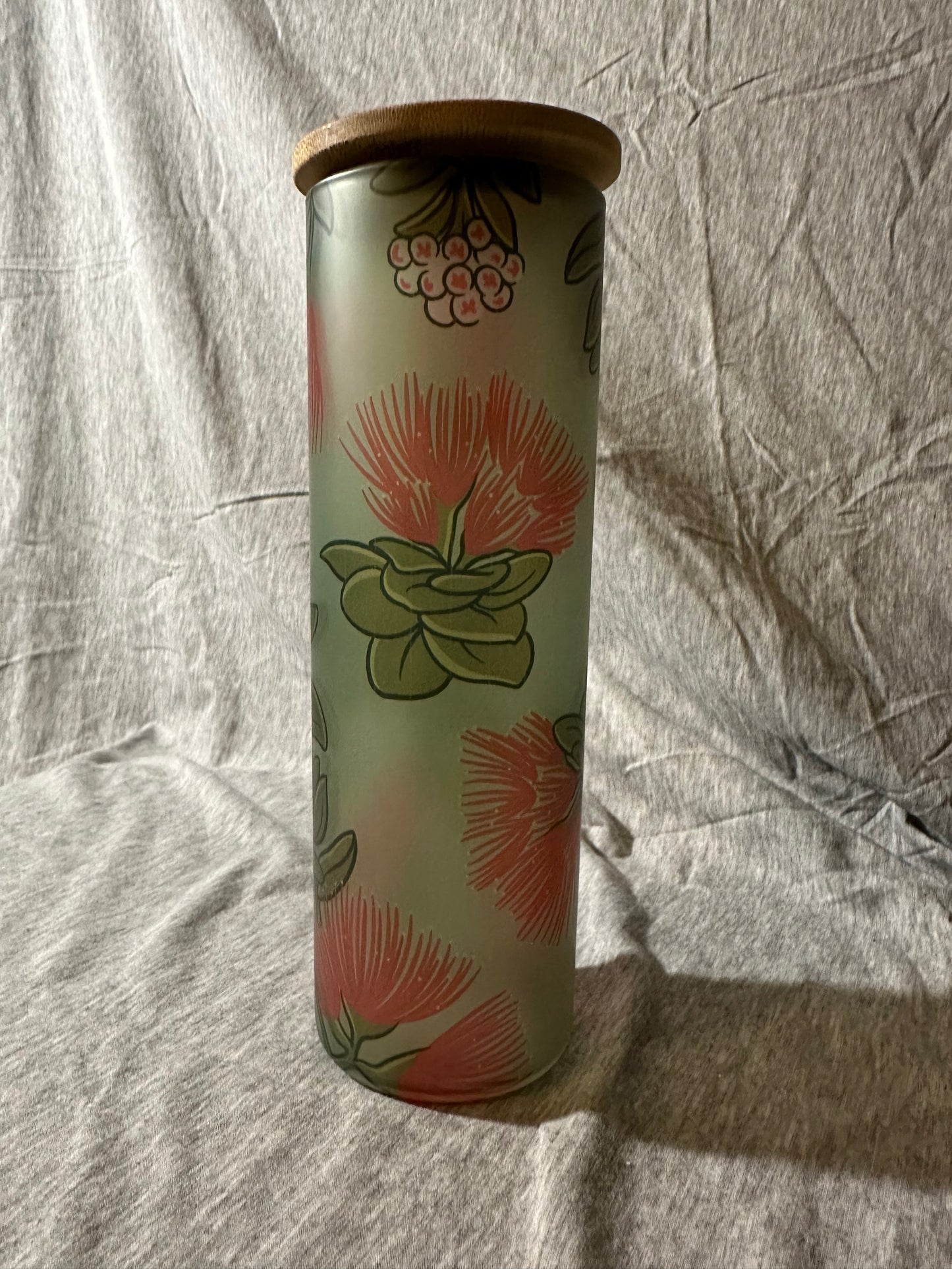 Hawaiian Print 20 oz Glass Tumbler