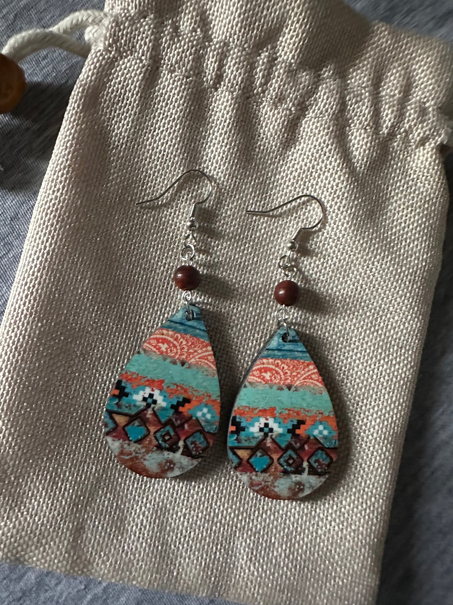 Aztec Teardrop Earrings