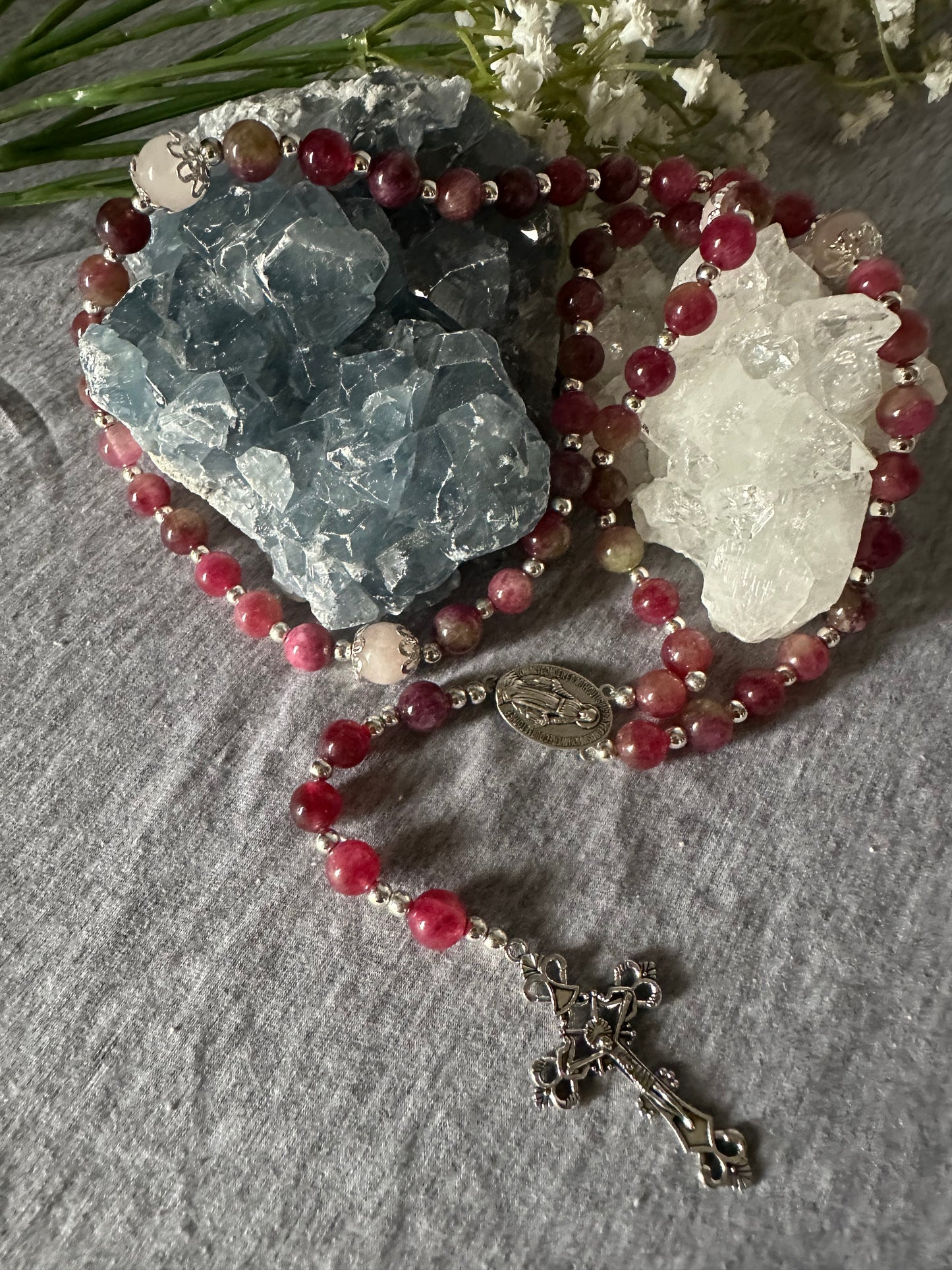 Watermelon Tourmaline Embrace Rosary