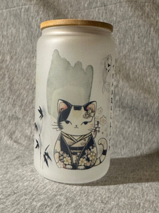 Good Luck Cat - Tranquility 16 oz Glass Tumbler