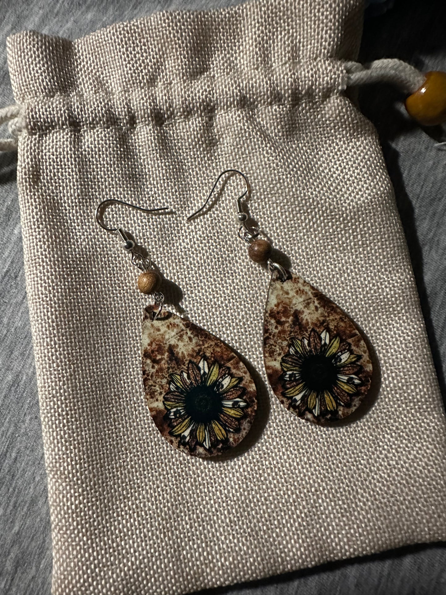 Brown Wallflowers Teardrop Earrings