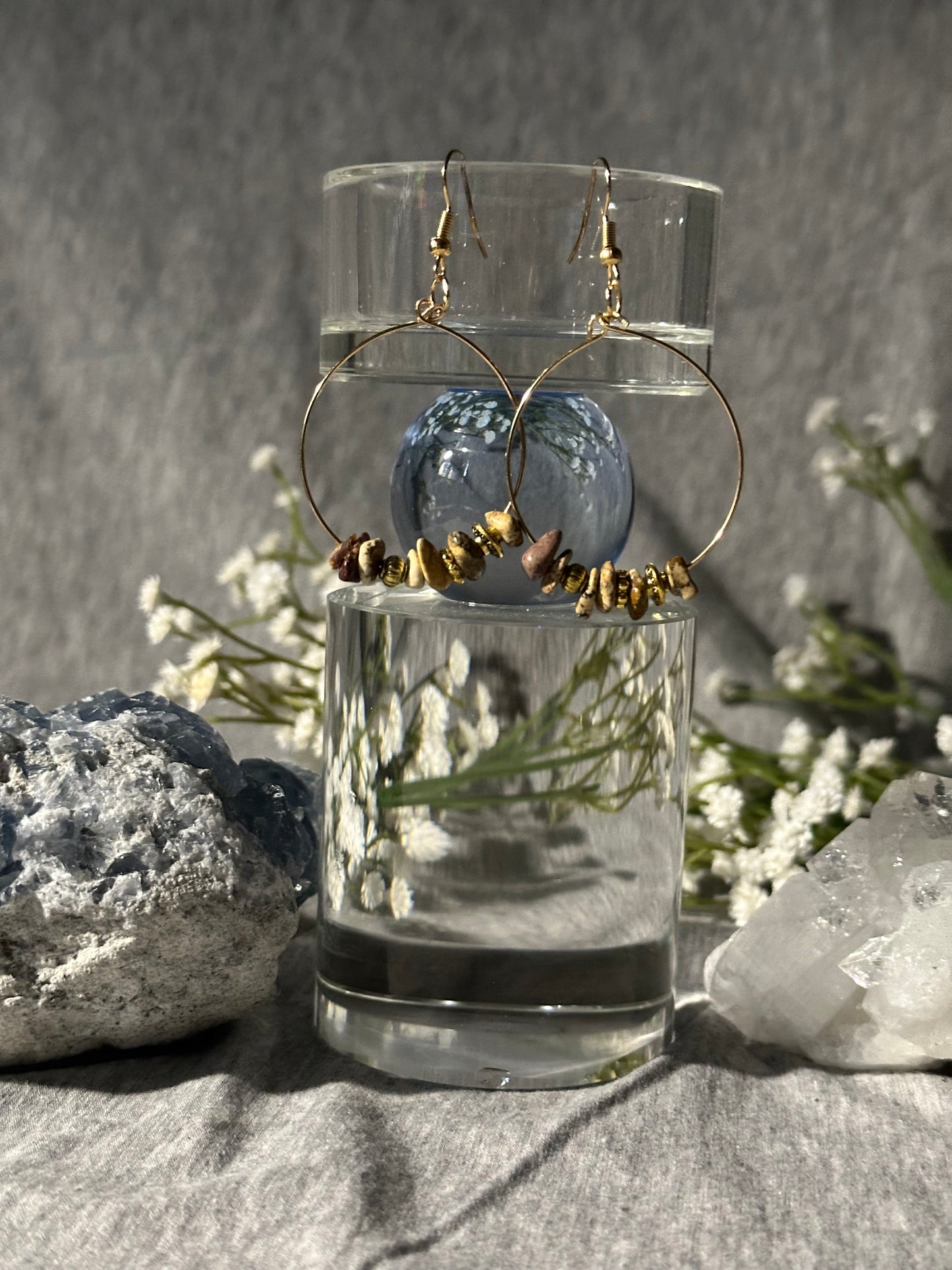 Brown Jasper Crystal Earrings