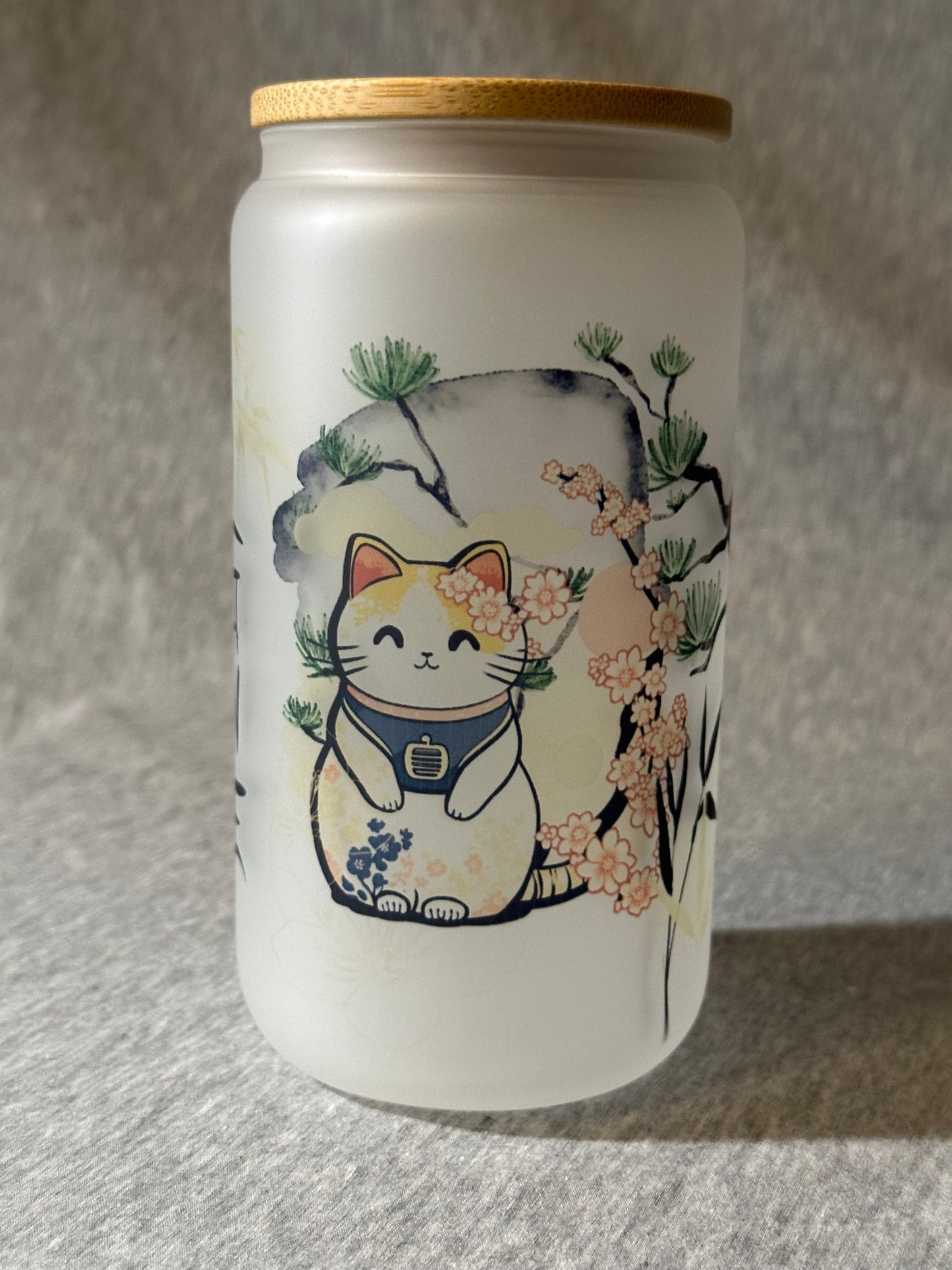 Good Luck Cat - Love 16 oz Glass Tumbler