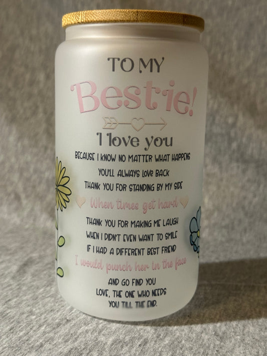 Besties 16 oz Glass Tumbler