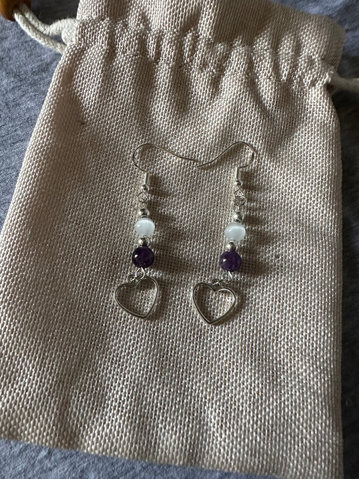 Selenite and Amethyst Crystal Earrings