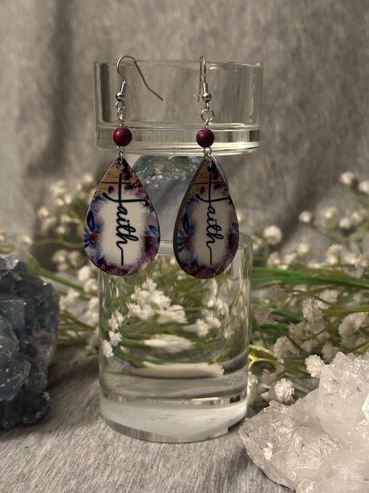 Faith Teardrop Earrings - Purple