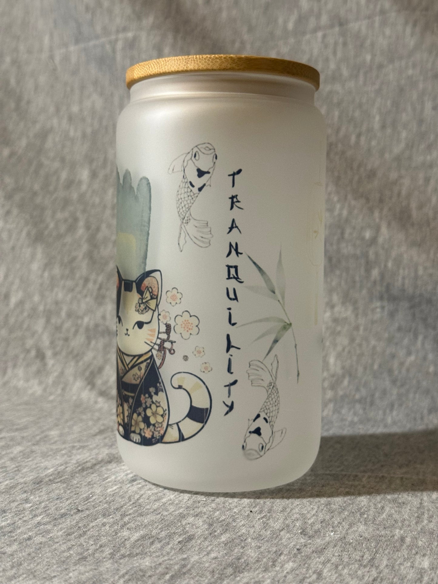 Good Luck Cat - Tranquility 16 oz Glass Tumbler