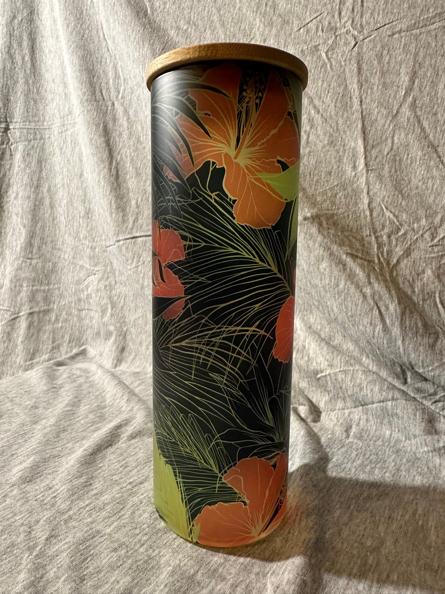 Hawaiian Print 20 oz Glass Tumbler