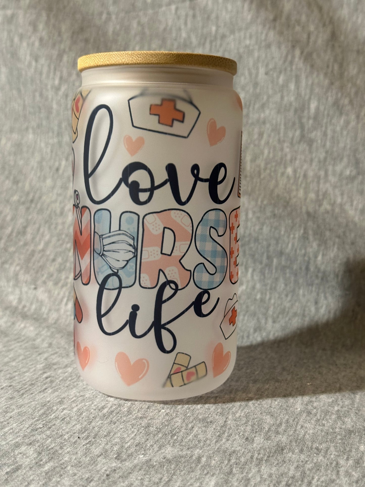 Love Nurse Life 16 oz Glass Tumbler