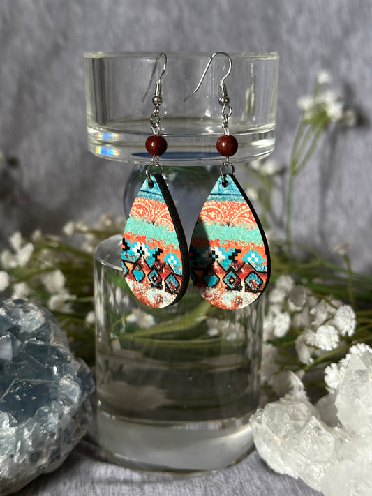 Aztec Teardrop Earrings