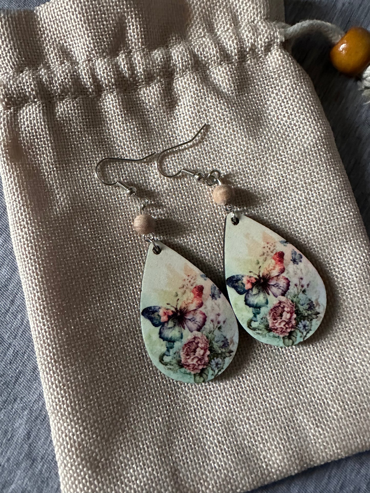 Watercolor Butterfly Teardrop Earrings - Style 2